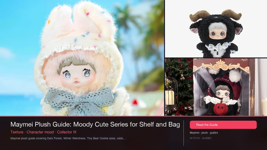 Maymei Plush Guide: Moody Cute Series for Shelf and Bag — Hi.toys editorial cover