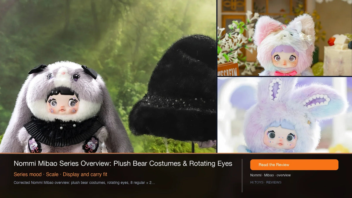 Nommi Mibao Series Overview: Plush Bear Costumes & Rotating Eyes — Hi.toys editorial cover