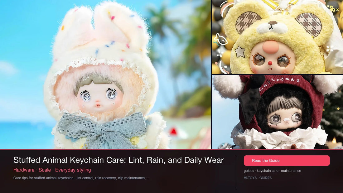 Stuffed Animal Keychain Care: Lint, Rain, and Daily Wear — Hi.toys editorial cover