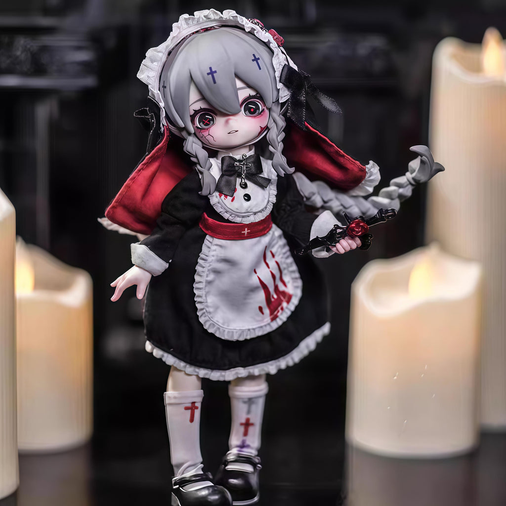 NYSSA Nessa Gothic Nightmare Series Articulated Doll 12-inch BJD Character with Dark Details PVC ABS Cotton Fiber Gradient Painting 7 Items Including Hidden Zombie Bride