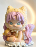 Dora "Lazy Holiday" Series Flocked Art Figure—a cute cat-eared girl figurine with a soft, velvety texture.