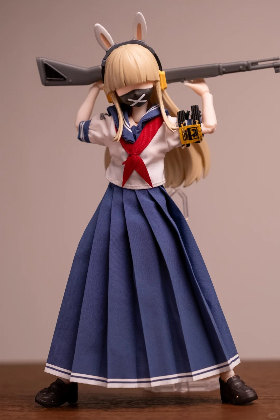 "Mao Tu" Rabbit-Ear Headset Sailor Suit Articulated Figure – Includes Interchangeable Faceplates, Tactical Accessories, and Trendy Collectible Doll Elements.