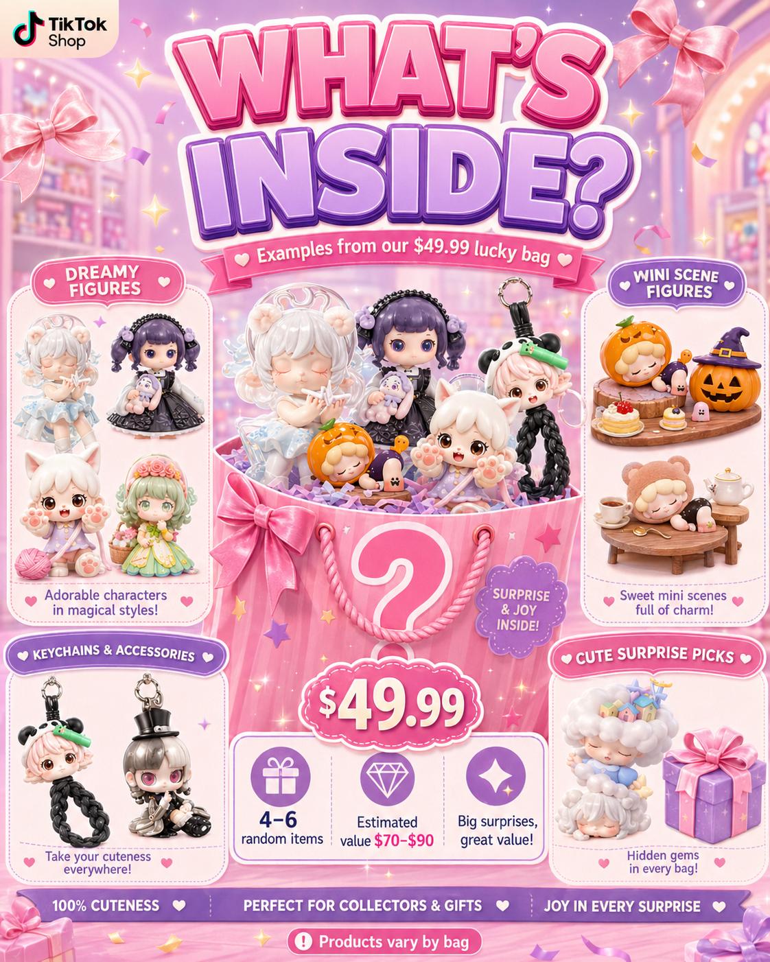 Kawaii Surprise Lucky Bag - 4–6 Trendy Toys Inside
