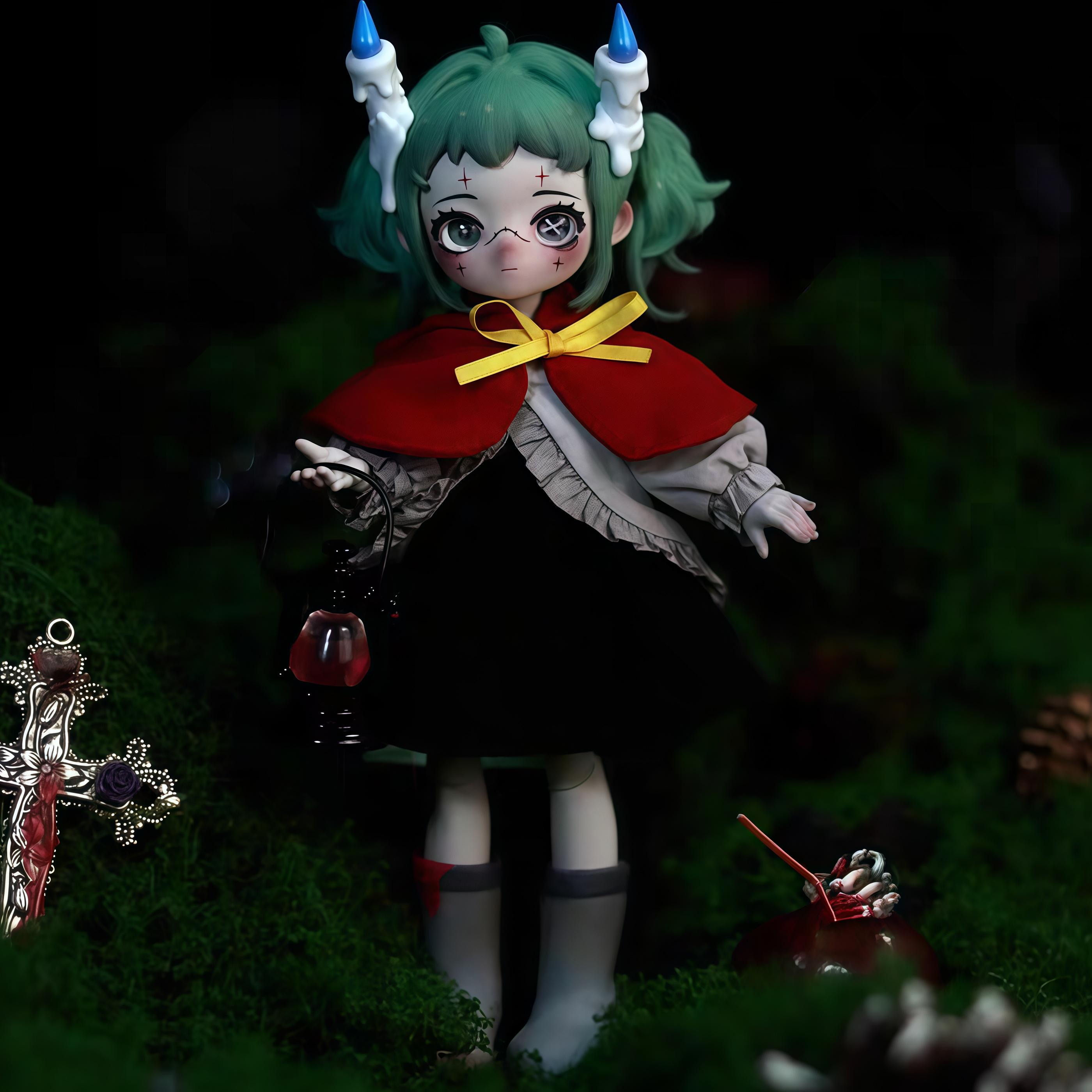 NYSSA Nessa Gothic Nightmare Series Articulated Doll 12-inch BJD Character with Dark Details PVC ABS Cotton Fiber Gradient Painting 7 Items Including Hidden Zombie Bride