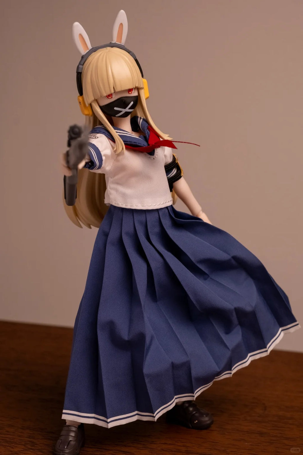 "Mao Tu" Rabbit-Ear Headset Sailor Suit Articulated Figure – Includes Interchangeable Faceplates, Tactical Accessories, and Trendy Collectible Doll Elements.