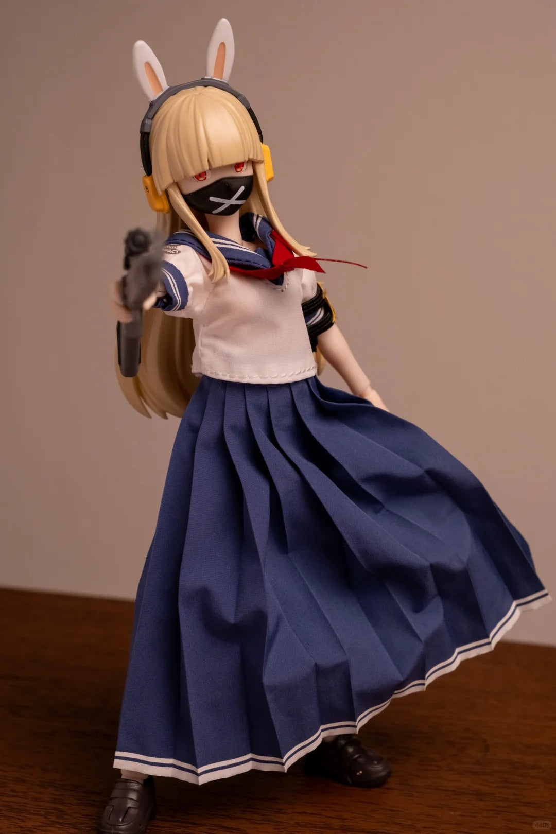 "Mao Tu" Rabbit-Ear Headset Sailor Suit Articulated Figure – Includes Interchangeable Faceplates, Tactical Accessories, and Trendy Collectible Doll Elements.