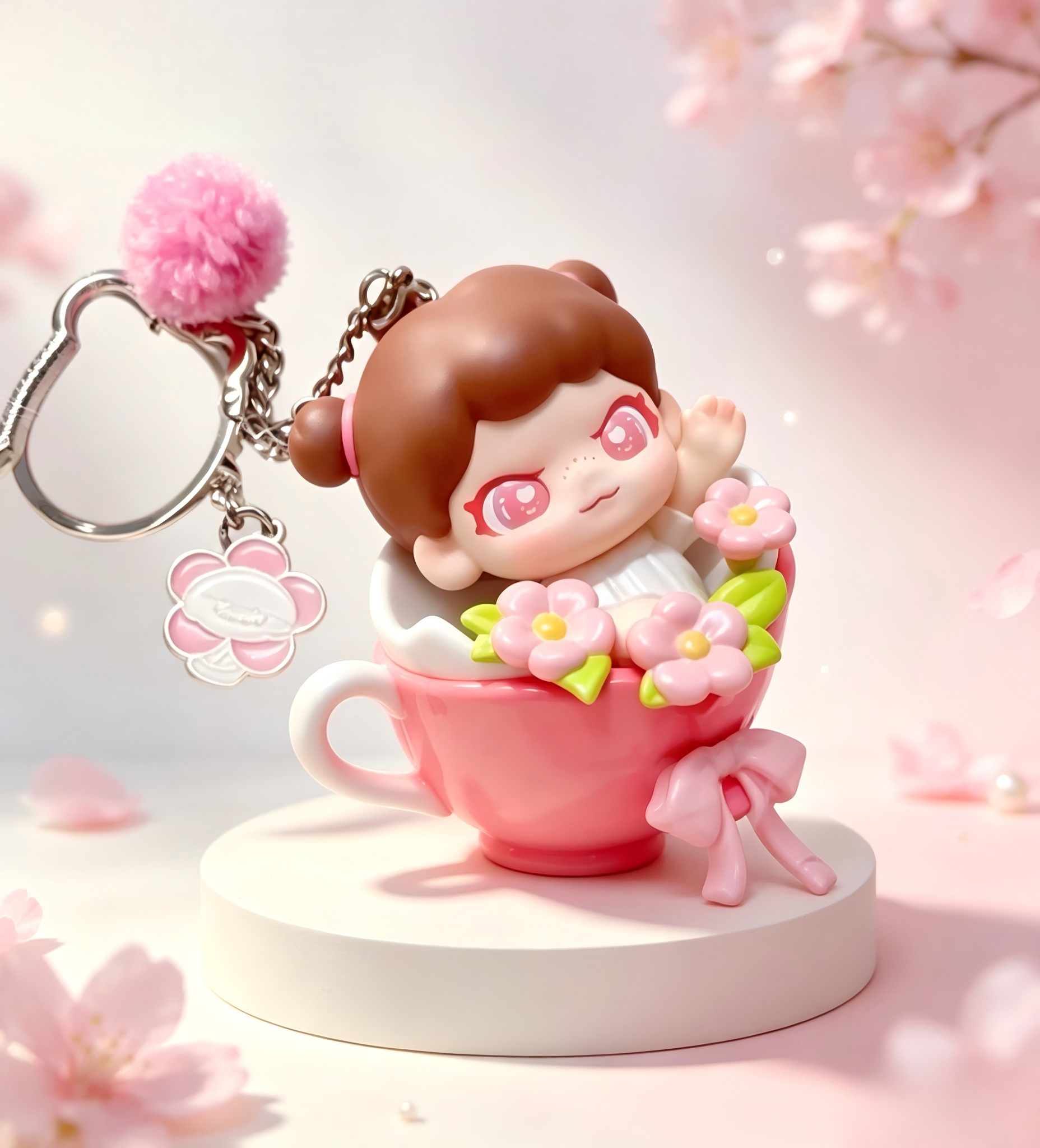 Little Time Series Flowers for You Keychain Charm – packaging or display