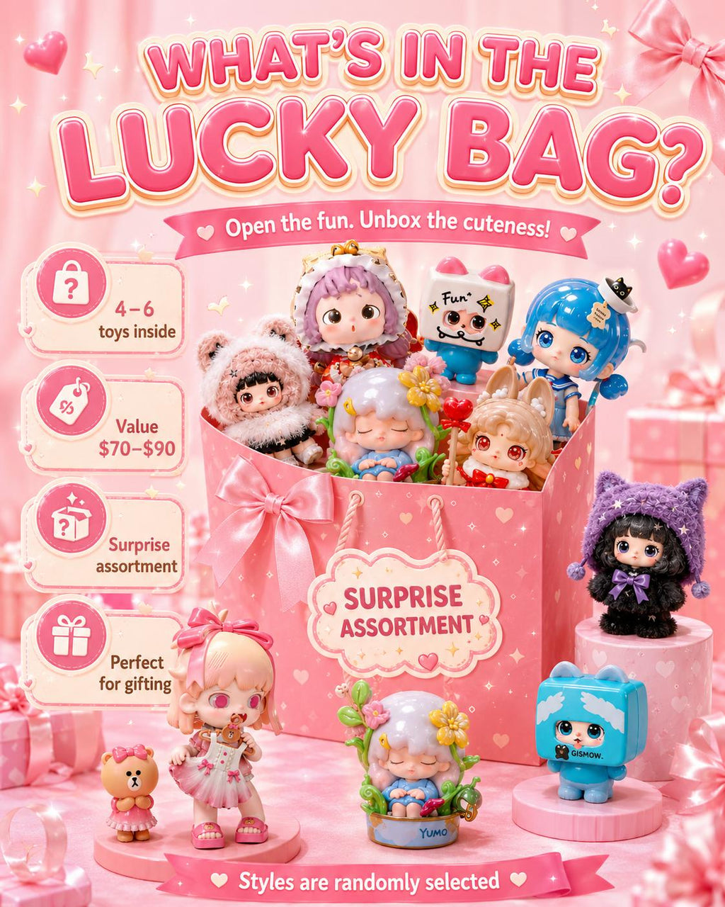 Kawaii Surprise Lucky Bag - 4–6 Trendy Toys Inside