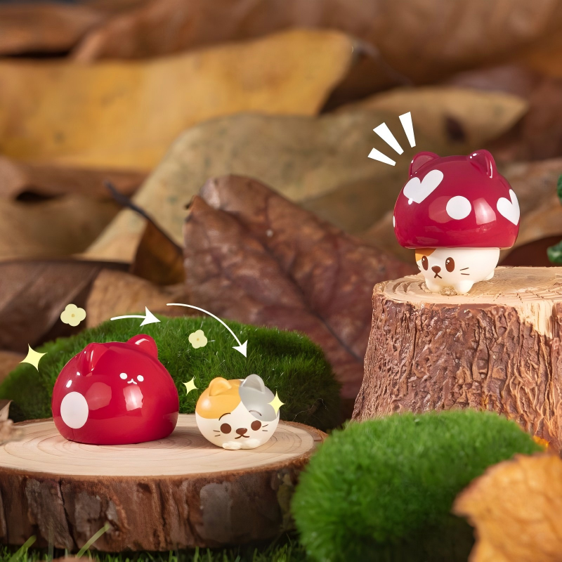 Versatile Mushroom Cat Mini Bean Figures Blind Box