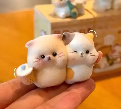 Cute Flocked Cat Sticker Series Blind Box