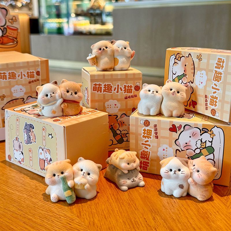 Cute Flocked Cat Sticker Series Blind Box