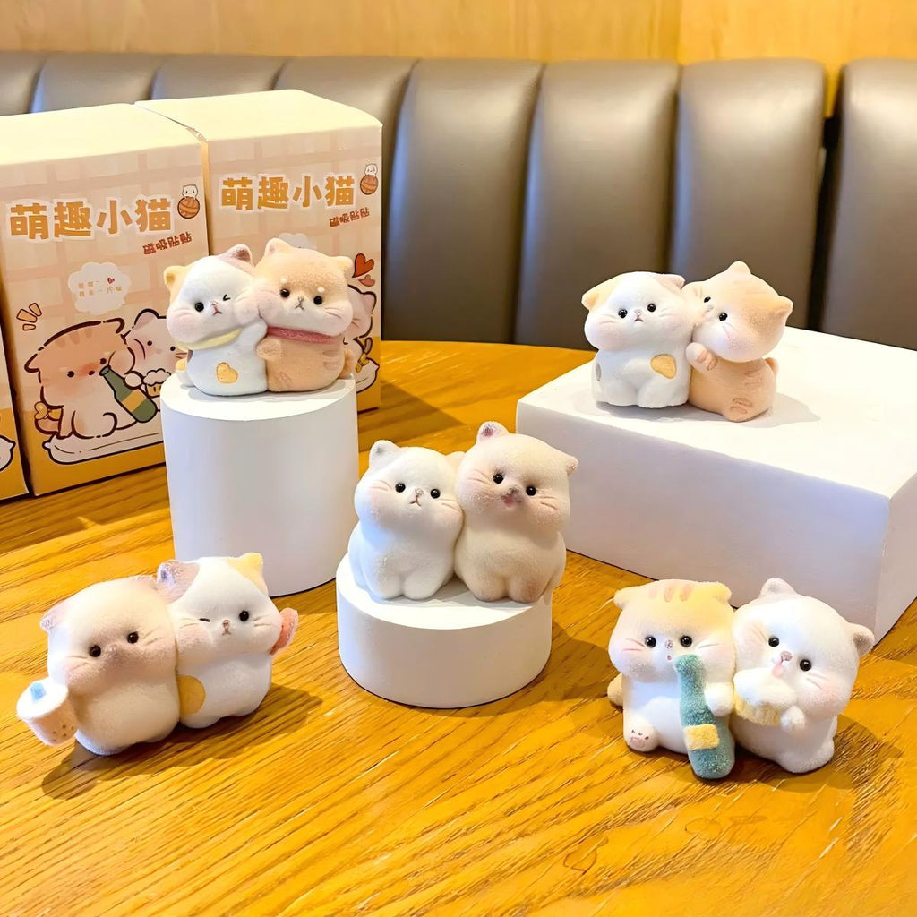 Cute Flocked Cat Sticker Series Blind Box